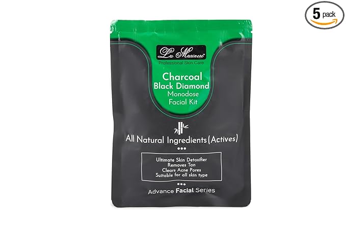 Charcoal Black Diamond Facial Kit for Men and Women | Reduce Blackheads and Pimple | Magnetic Dirt Removal | Ideal for All Skin Type | Easy Steps | Salon Skin at Home (Pack of 10pcs)