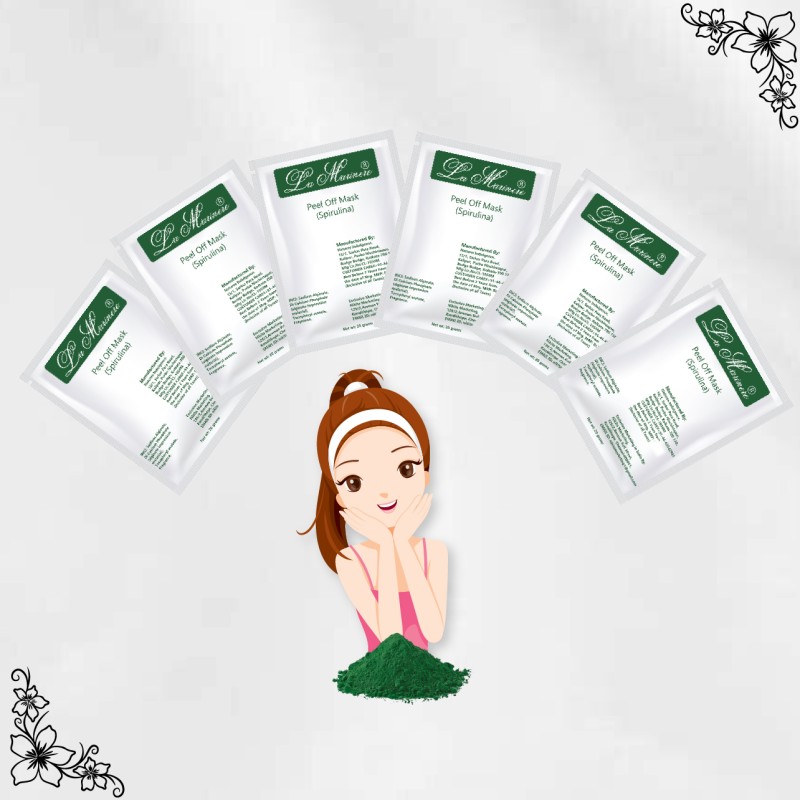 Lamarinere Spirulina Peel Off Mask  | Whitening, Anti-Aging & Anti-Inflammatory | With Spirulina & Menthol | Improves Collagen, Brightens Skin & Reduces Pores (Pack Of 6pcs)