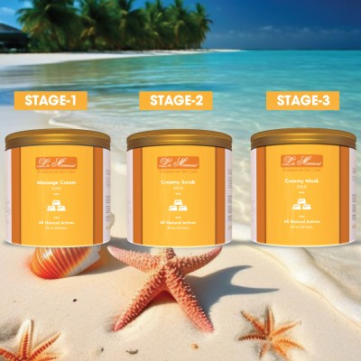 Lamarinere Gold Cabin Treatment For Men & Women | Brighten And Revitalize Your Skin | Embrace The Luxury Of Golden Radiance | Removes Blackheads & Whiteheads | Deep Pore Cleansing & Nourishing Care (Cream,Scrub & Mask)