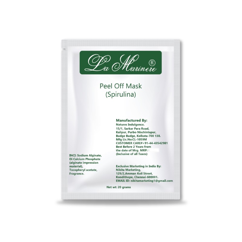 Lamarinere Spirulina Peel Off Mask Pack of 10x 20gms | Whitening, Anti-Aging & Anti-Inflammatory | With Spirulina & Menthol | Improves Collagen, Brightens Skin & Reduces Pores(Pack of 10pcs)