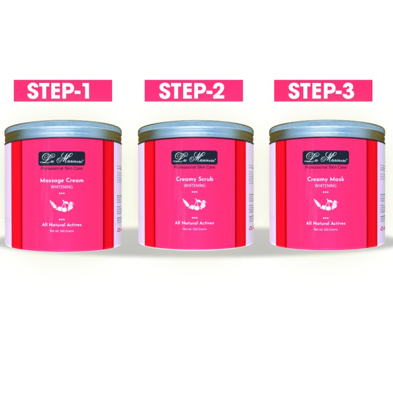Lamarinere Whitening Cabin Treatment | Brighten & Rejuvenate Your Skin | Deep Pore Cleansing & Whitening Care | Removes Blackheads & Whiteheads | For Men & Women | Reveal Radiant, Glowing Skin(Cream,Scrub & Mask)