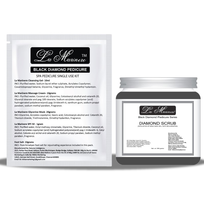 Black Diamond Pedicure | Luxurious Opulence for Your Feet | Magnetic Dirt Removal | Pedicure kit for women for foot | Reveal Velvety Softness | Spa kit for Home and Salon  (Pack of 10pcs)