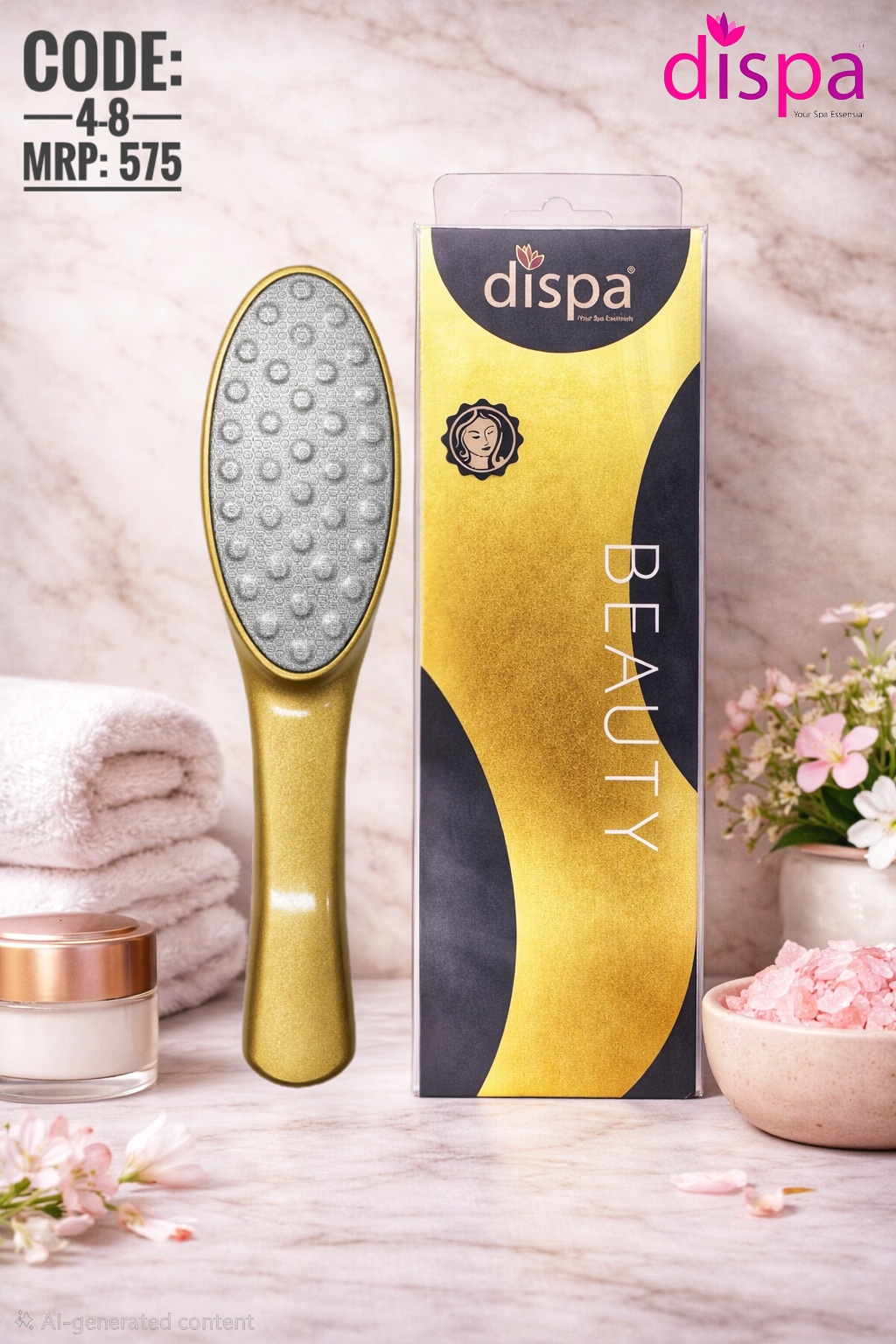 Dispa Foot Filler With Plastic Gold Handle And Metal Grid | Single Side Grid Professional Foot File | Code:4-8